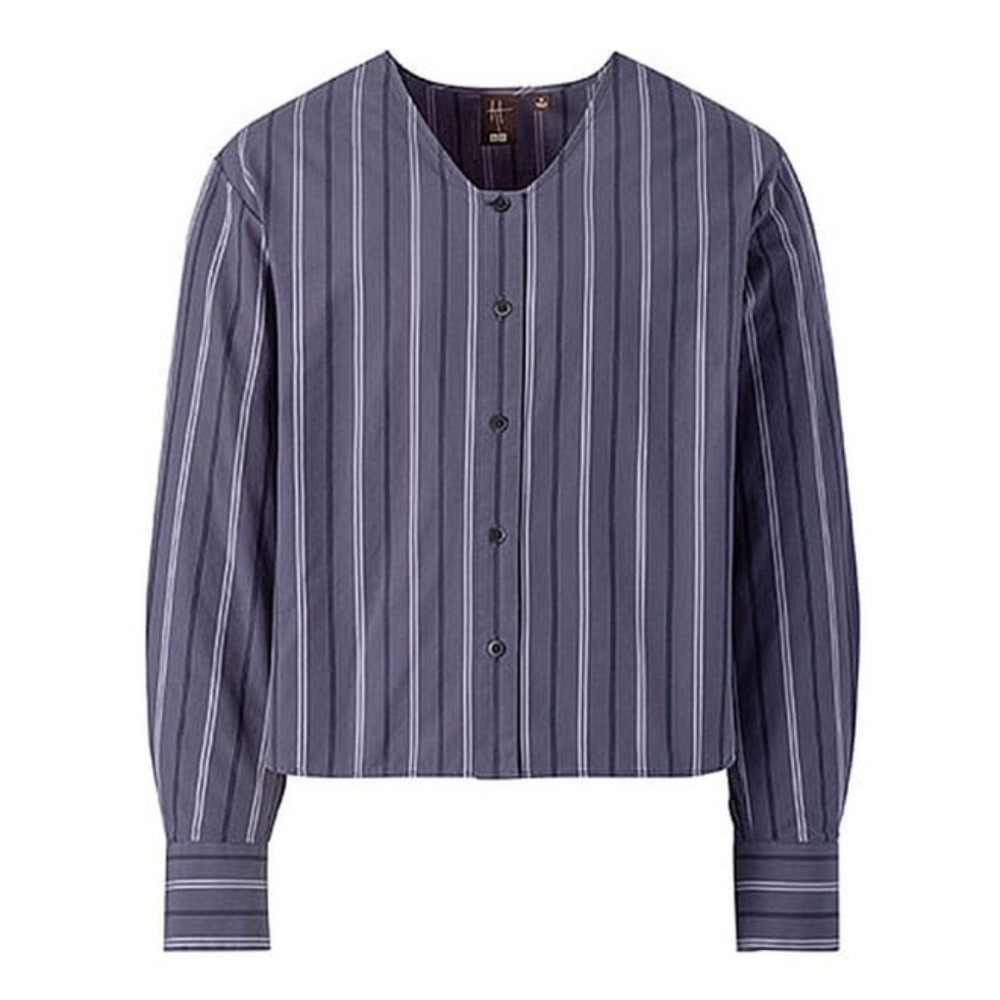 NWT Uniqlo X Hana Tajima Dobby V Neck Long Sleeve Blouse